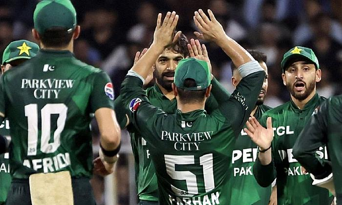 Pakistan cricket team celebrating 39-run win over Afghanistan in tri series