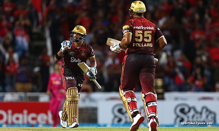 Trinbago Knight Riders celebrate their 7-wicket win over Barbados Royals in CPL 2025
