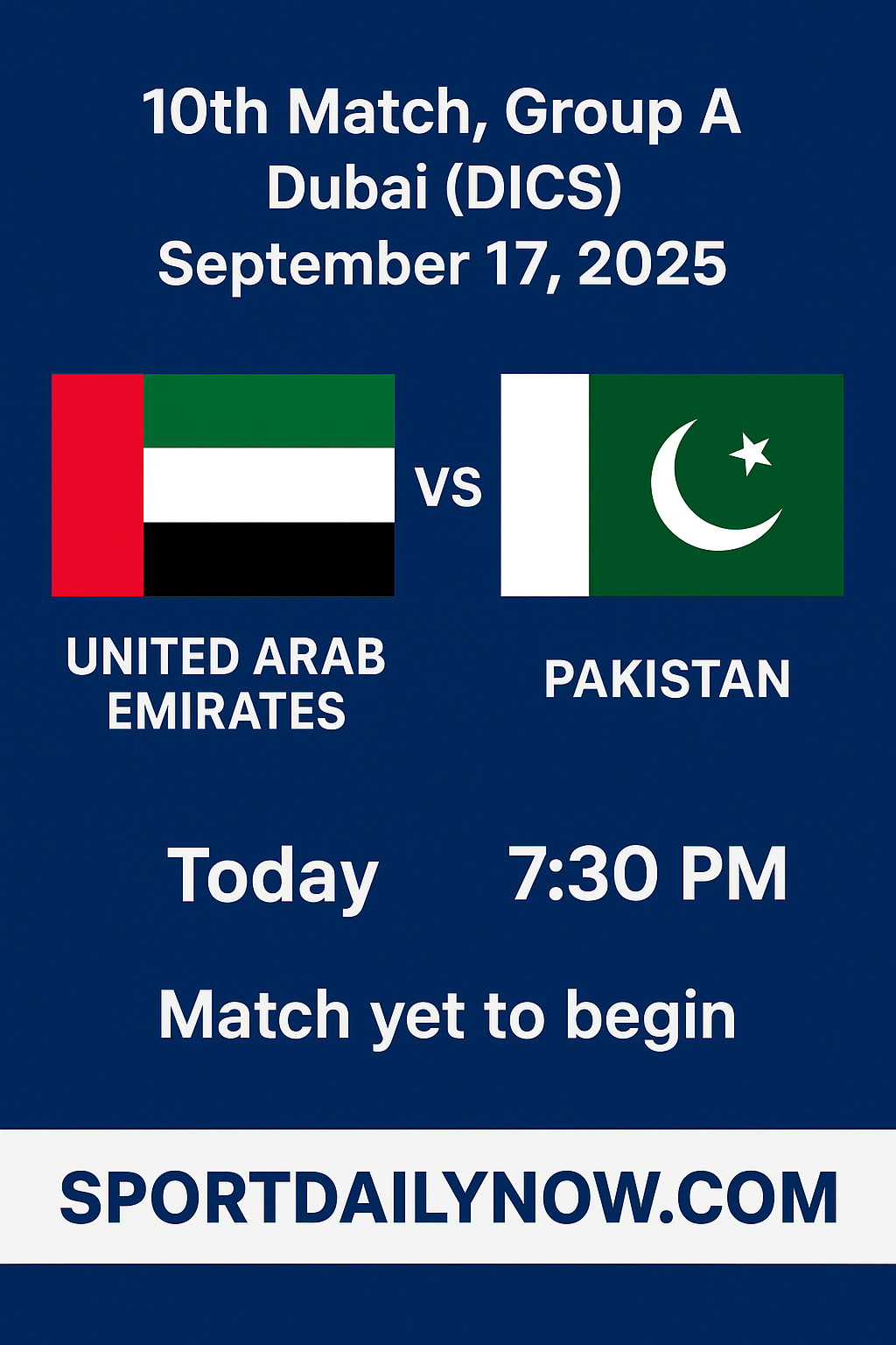 UAE vs Pakistan, T20 Asia Cup 2025, Dubai