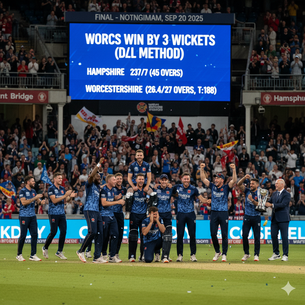 Worcestershire Edge Hampshire in Rain-Affected One-Day Cup Final at Nottingham