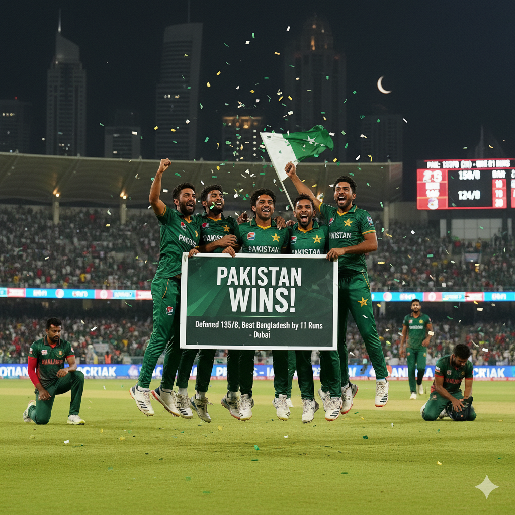 Pakistan vs Bangladesh Asia Cup 2025 match result scorecard Dubai cricket stadium