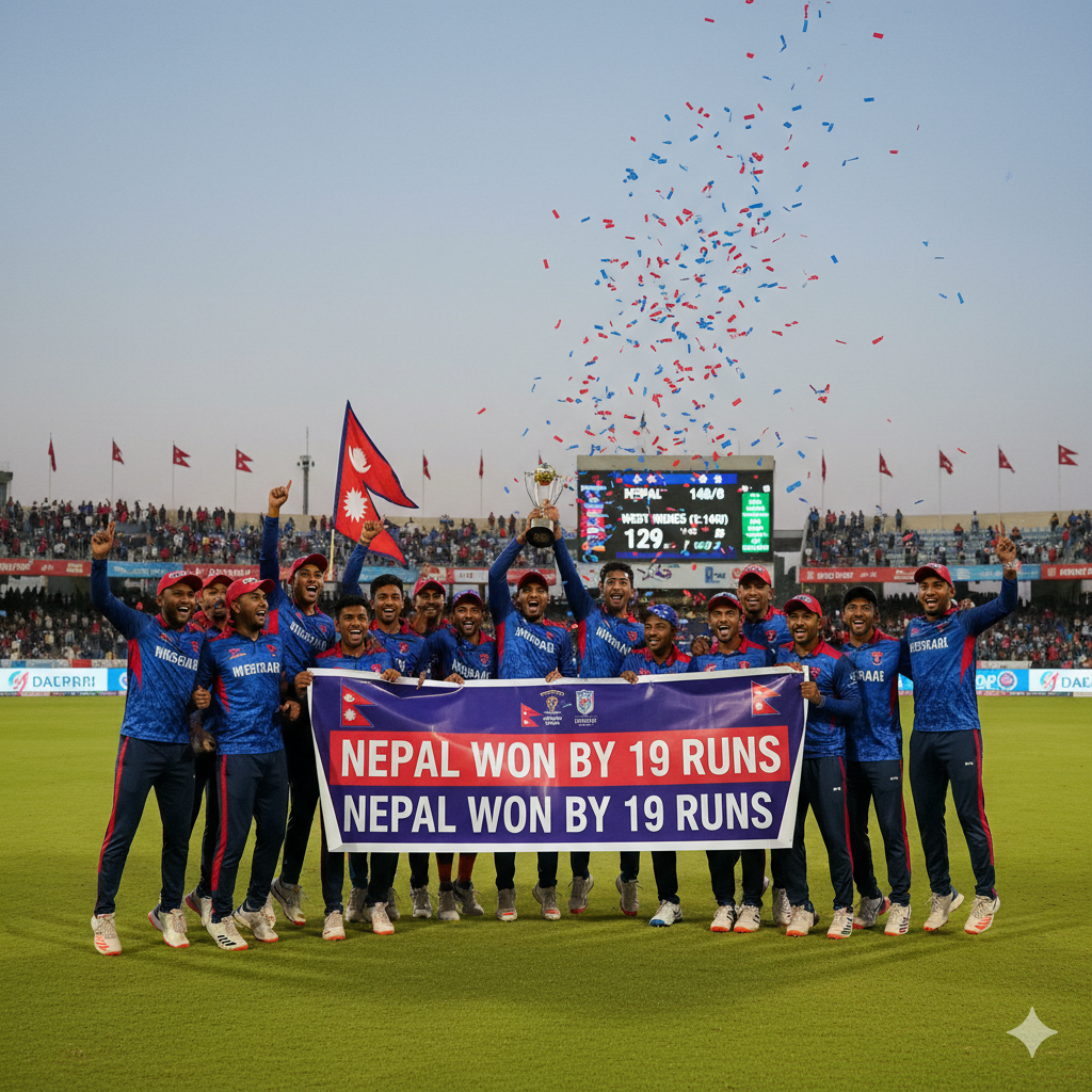 Nepal Stuns West Indies by 19 Runs in Historic T20I Victory at Sharjah