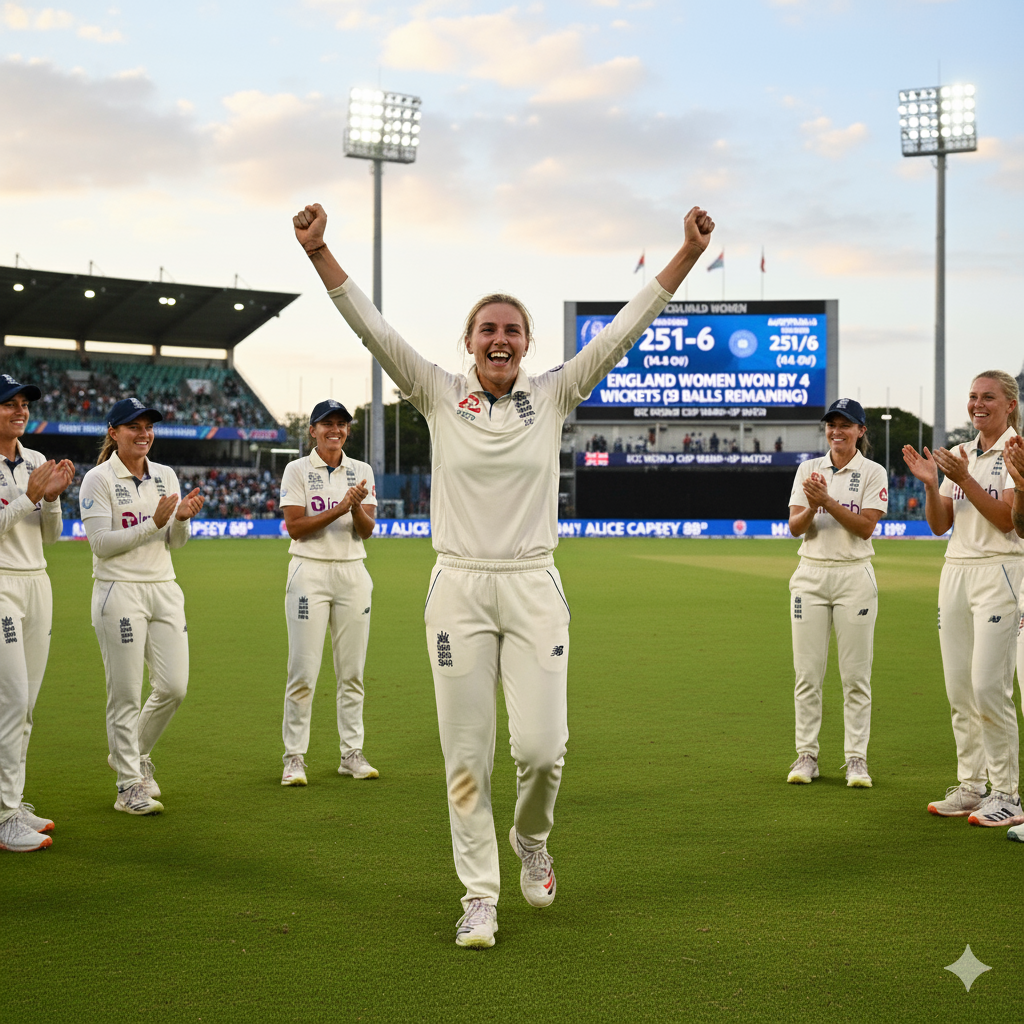 England Stun Australia by 4 Wickets in World Cup Warm-up as Capsey Stars with 88