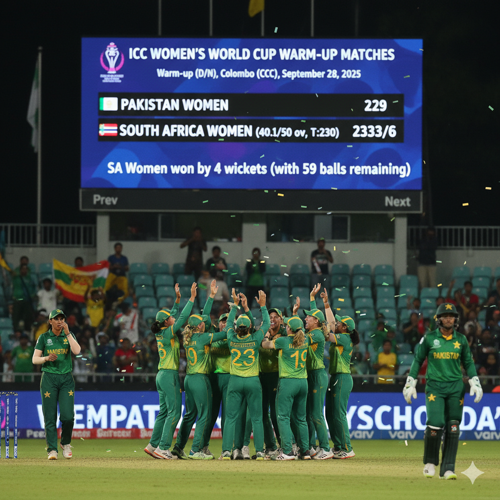 SA Women Beat Pakistan by 4 Wickets in World Cup Warm-up