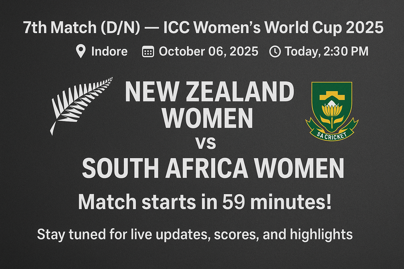 New Zealand Women vs South Africa Women, 7th Match – ICC Women’s World Cup 2025