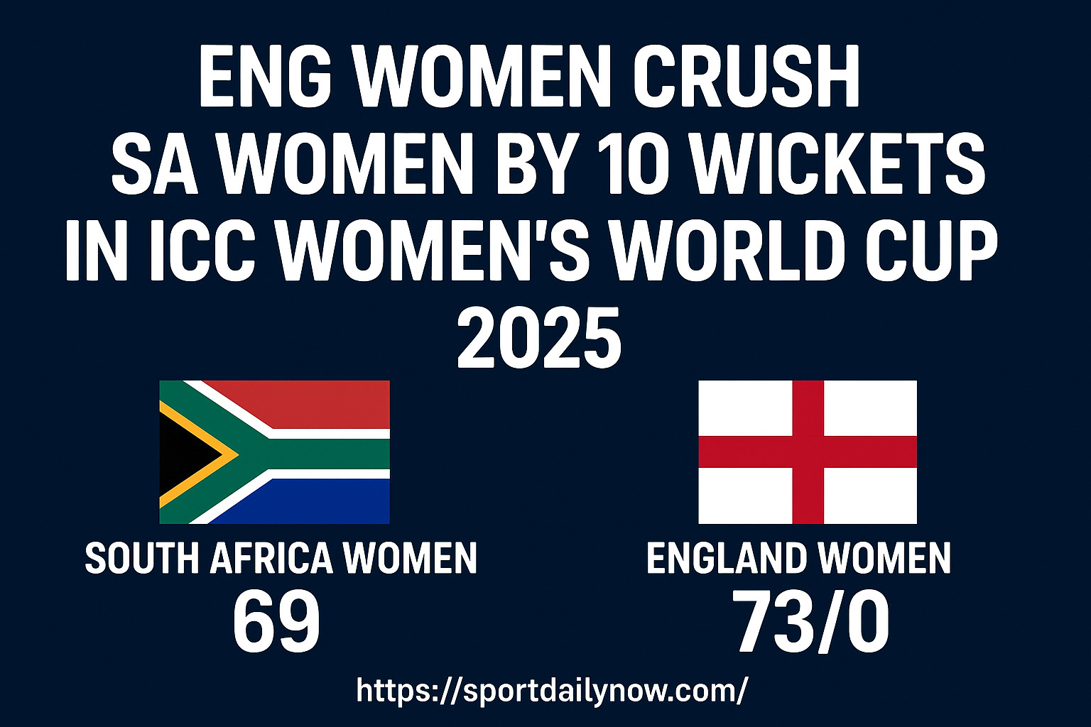 ENG Women Crush SA Women by 10 Wickets in ICC Women’s World Cup 2025