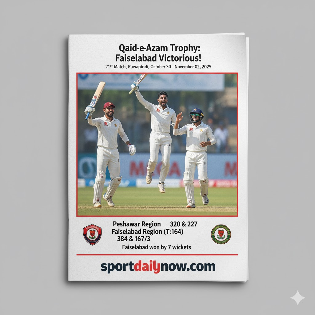 Faisalabad beat Peshawar Quaid-e-Azam Trophy