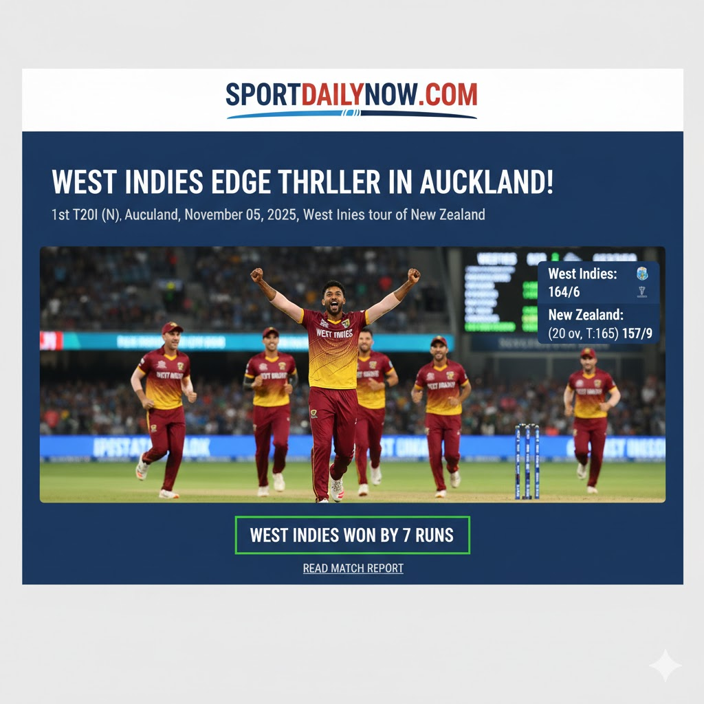 West Indies vs New Zealand 1st T20I 2025